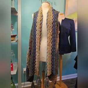 Multicolor Knit Tassel Scarf Vest